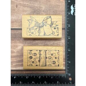 Rare Wood Mounted Rubber Stamps of America Gift Box Design 2 Piece set
